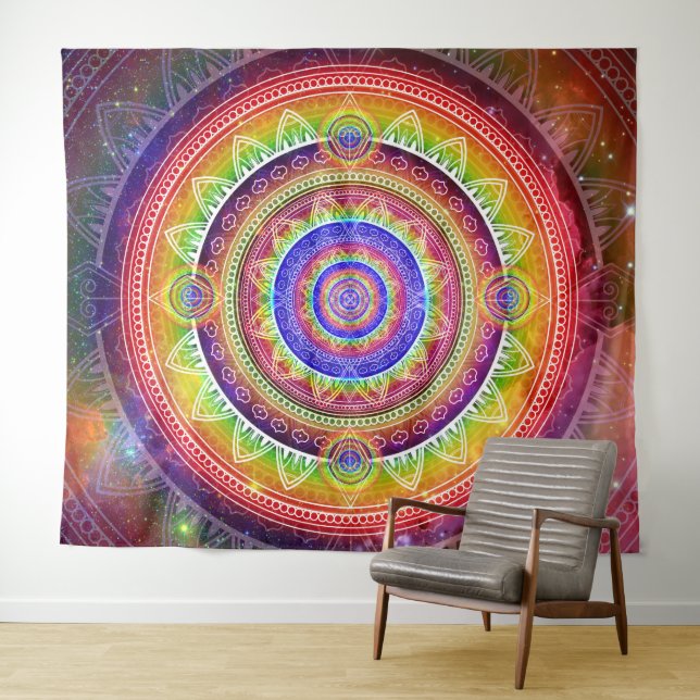Tenture Mandala du voyage cosmique (En situation (horizontale))