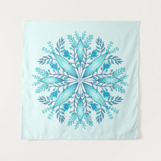 Tenture Mandala floral - Fléau de neige bleu turquoise Boh