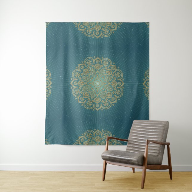 Tenture MANDALA Golden Rosette - Taperstry (En situation)