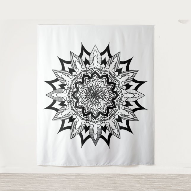 Tenture Mandala noir et blanc (Devant)