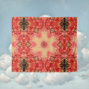 Tenture Mandala numérique jaune, rose et rouge