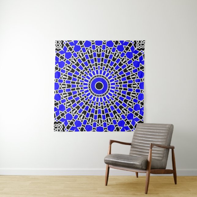 Tenture Mandala Prism (Bleu) (En situation)
