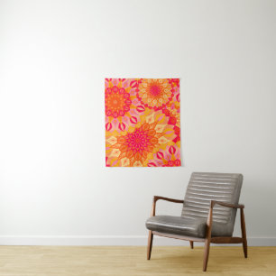 Tenture Mandala superposé orange rose jaune petit