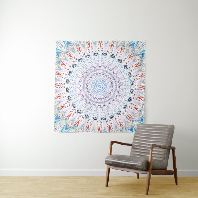 Tenture Mandala Tie-Dye inversé (En situation)