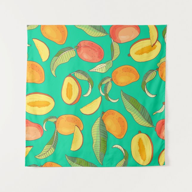 Tenture Mango Medley : Motif de fruits tropicaux (Devant)