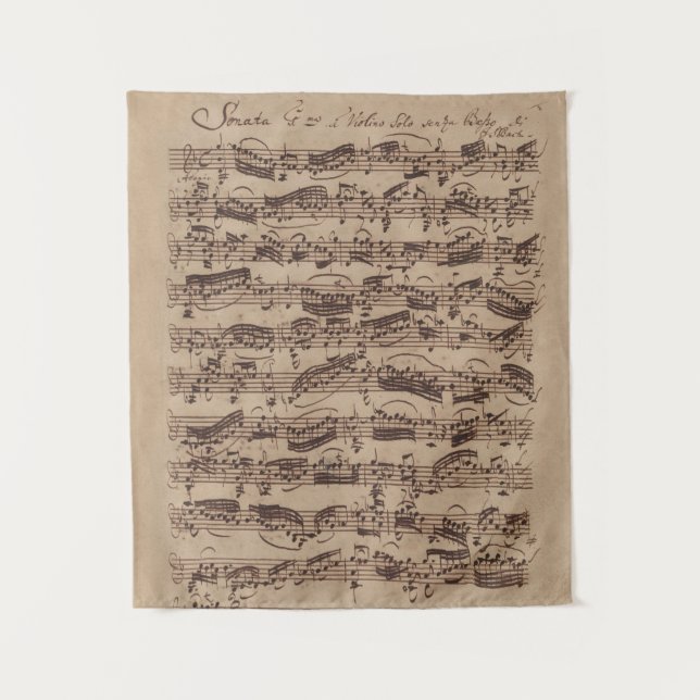 Tenture Manuscrit Bach Musique Feuille Antique (Devant)