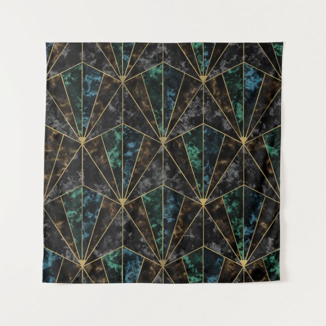 Tenture Marbre Art Déco : Malachite Luxe (Devant)