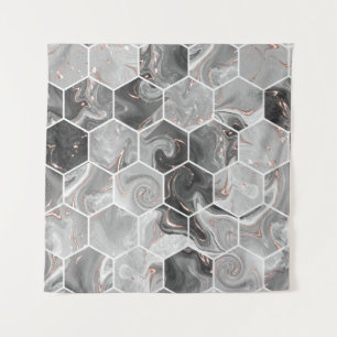 Tenture Marbre hexagone texture transparente avec motif or