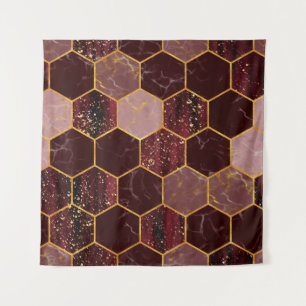 Tenture Marbre hexagone texture transparente avec or