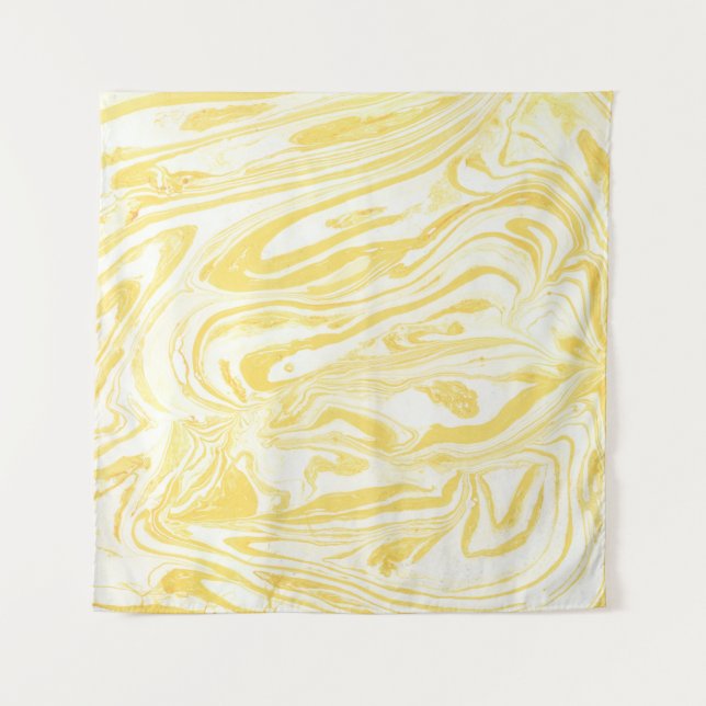 Tenture Marbre jaune élégant : Texture dessinée à la main (Devant)