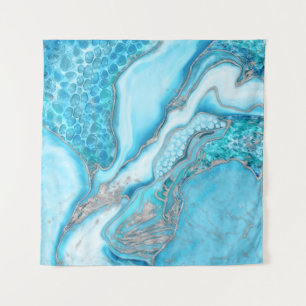 Tenture Marbre liquide - quartz bleu et pierres précieuses