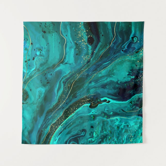 Tenture Marbre vert & Or : Texture luxueuse (Devant)