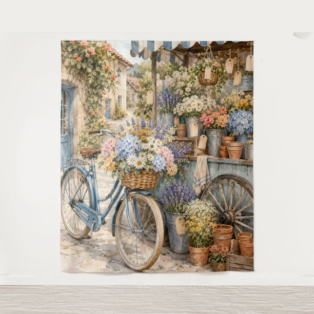 Tenture Marché de fleurs Bloomcore avec bicyclette (Devant)