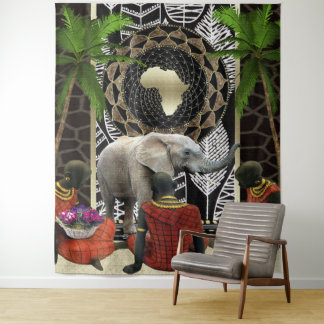 Tenture Marche des éléphants africains