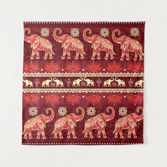 Tenture Marche des éléphants : Jouer Motif sans couture. (Devant)