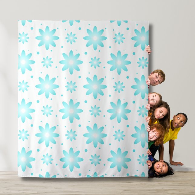 Tenture Marguerite délicate blanche et turquoise, point mo (Créateur téléchargé)