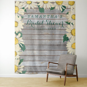 Tenture Marguerite Rustique sur Bois Photobooth pour Mar