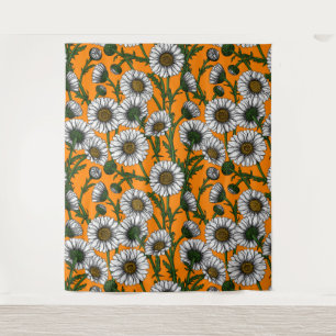 Tenture Marguerites sur orange