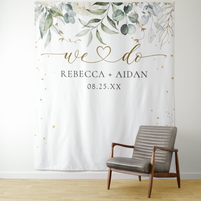 Tenture Mariage Aquarelle Florale de Verdure (En situation)