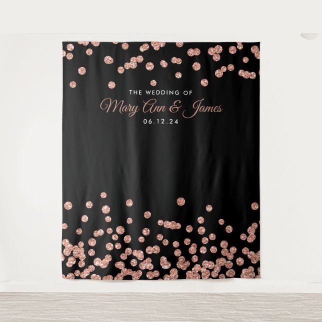 Tenture Mariage arrière-plan Rose Gold Black Parties scint (Devant)