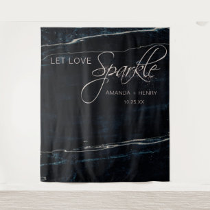 Tenture Mariage Artistique Bleu Nuit et Or Rose Marbré