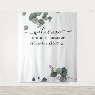 Tenture Mariage Bienvenue avec verdure d'eucalyptus