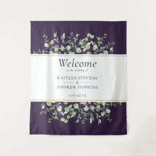 Tenture Mariage Bienvenue Eucalyptus Violet 