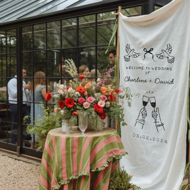 Tenture Mariage Bienvenue Gribouillé à la Main (Créateur téléchargé)