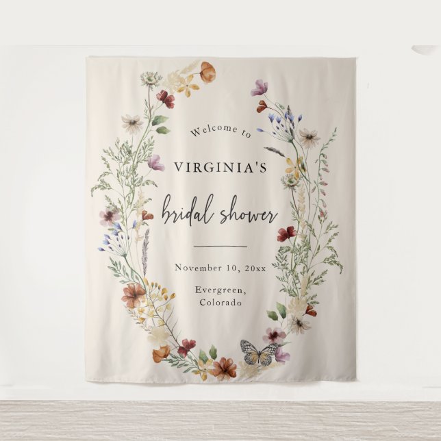 Tenture Mariage Bohème aux Fleurs Sauvages (Devant)