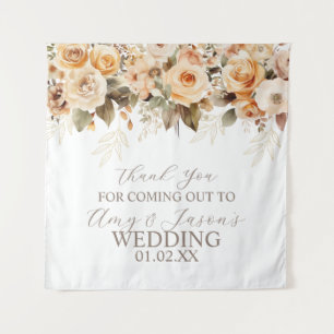 Tenture Mariage Botanique Florale Beige Brun Neutre