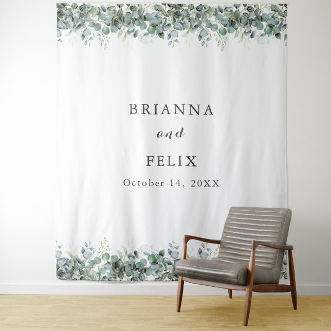 Tenture Mariage Botanique Rustique au Eucalyptus (En situation)
