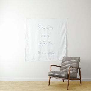 Tenture Mariage Céleste Minimaliste Blanc et Bleu