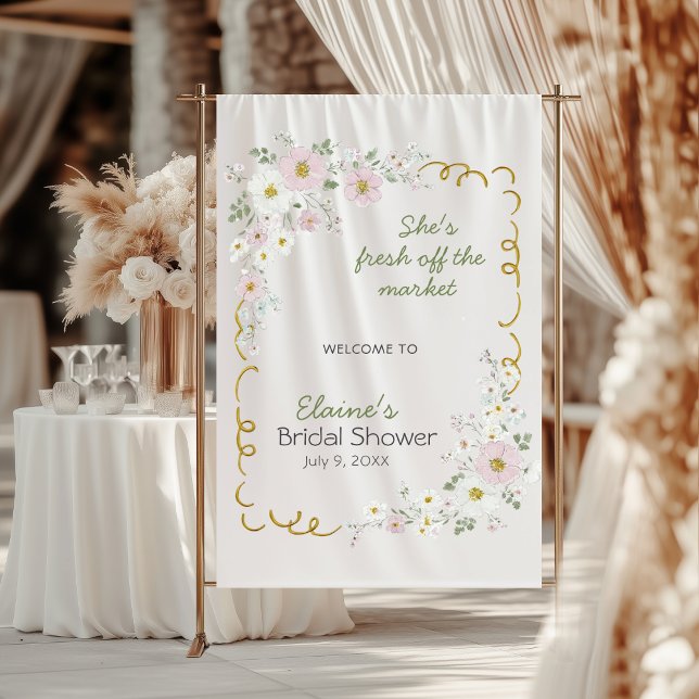 Tenture Mariage Champêtre Fleurs Peintes à la Main Fraîche (Créateur téléchargé)