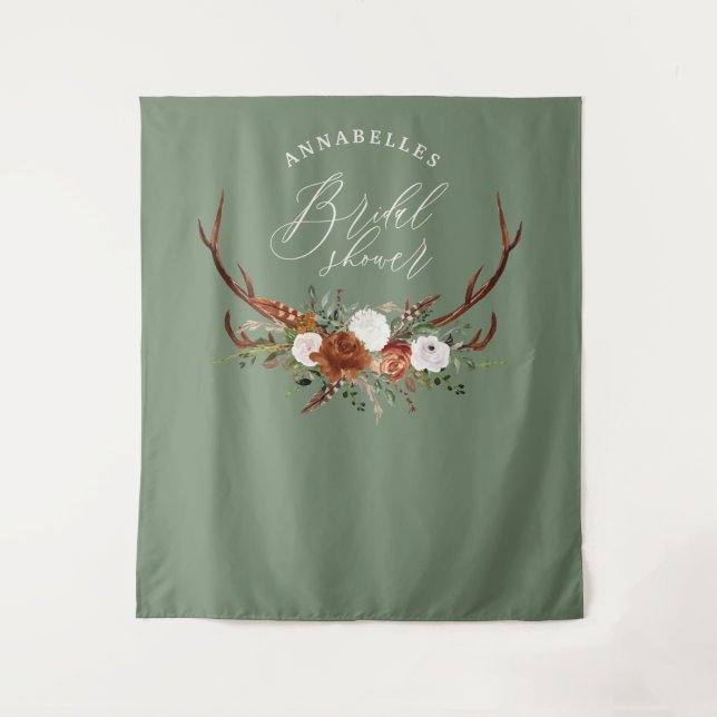 Tenture Mariage champêtre vert terracotta floral rustique  (Devant)