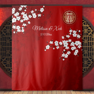 Tenture Mariage chinois en fleurs de cerisiers
