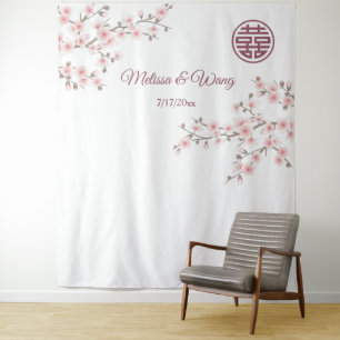 Tenture Mariage chinois en fleurs de cerisiers