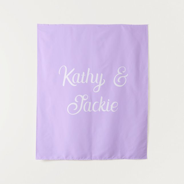 Tenture Mariage couple rétro pastel violet nom stylé na (Devant)