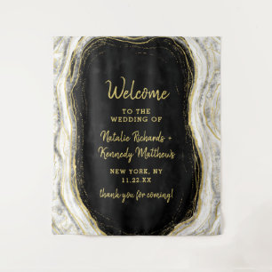 Tenture Mariage d'Agate Black White & Gold