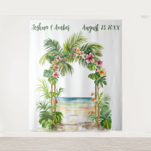 Tenture Mariage d'arc de plage Tropical sur mesure