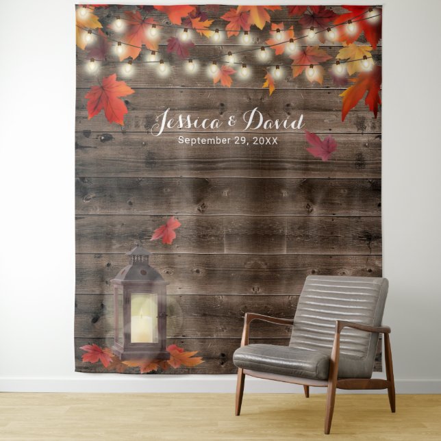 Tenture Mariage d'automne rustique Feuilles de lanternes F (En situation)