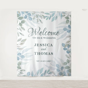 Tenture Mariage de bienvenue de feuillage d'eucalyptus ver