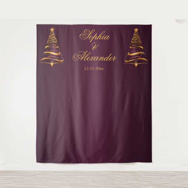 Tenture Mariage de fond élégant Gold Christmas Tree (Devant)