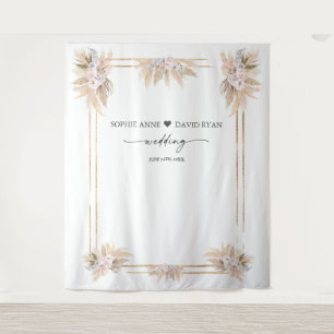 Tenture Mariage de l'herbe de Pampas Florale Rose Blanc