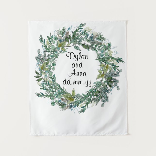 Tenture Mariage de Noël Retour Drop, Cabine de photos vert (Devant)