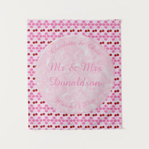 Tenture Mariage de printemps rose Cerisier en fleurs et ce