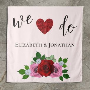 Tenture Mariage de roses rouges et roses