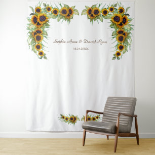 Tenture Mariage de tournesol romantique Bois Photo Booth