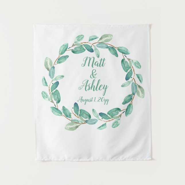 Tenture Mariage de verdure rustique arrière-plan Photo Boo (Devant)