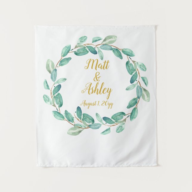 Tenture Mariage de verdure rustique arrière-plan Photo Pro (Devant)