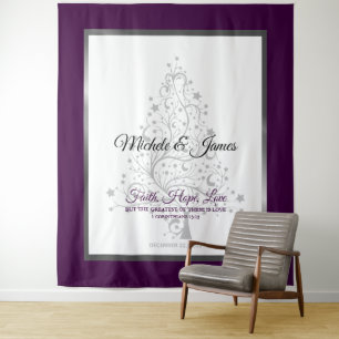 Tenture Mariage d'hiver élégant violet argent